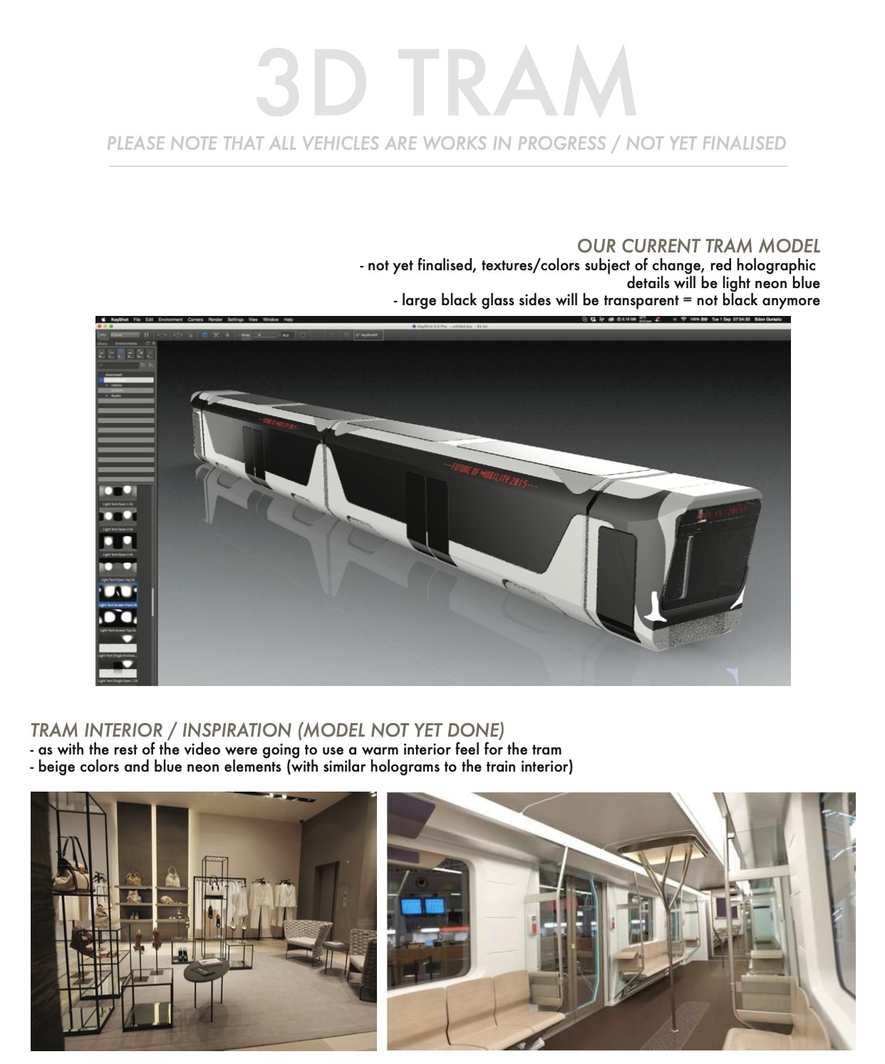 Development board — future tram concept model for the Future of Mobility film